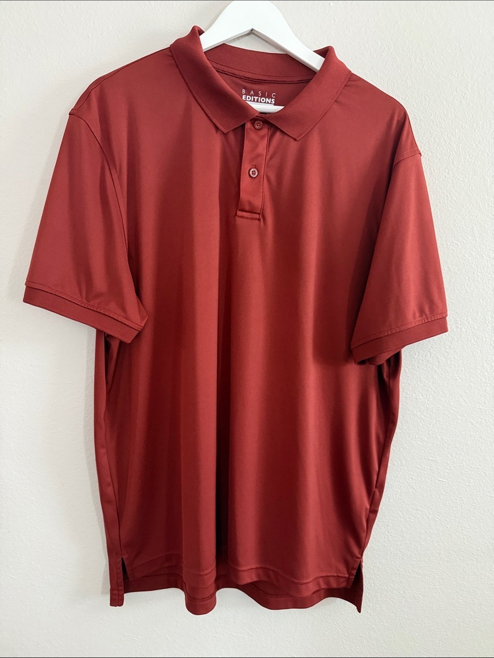 Basic Editions Men's Brick Red Performance Polo
